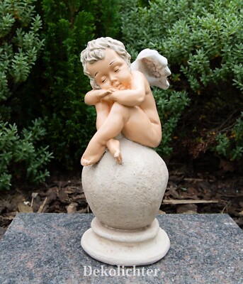 Deko Engel Putte Kugel Gartenfigur Engelsfigur Gartendeko Skulptur Figur 24cm