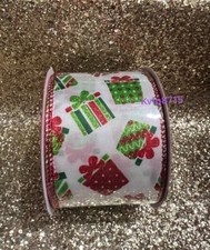 Christmas Gift Present Wired Edge Ribbon - 2.5  x 30 Ft Christmas Craft