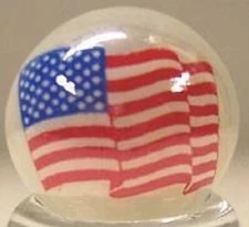 US Flag 1" Glass Logo Marble