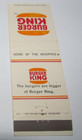 Matches Matchbook Cover Burger King Fast Food Chain Restaurant — photo 1