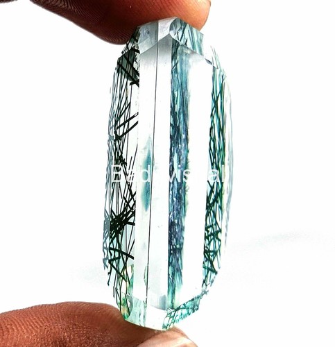 170 Ct Certified Best Green Rutilated Quartz Emerald Cut Loose Gemstone 4JUF - Picture 6 of 9