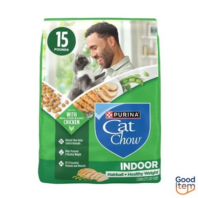 Purina Cat Chow Indoor Healthy Weight & Hairball Control Chicken Flavor  - 15lbs