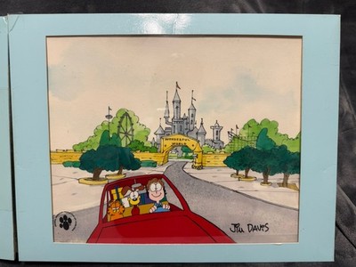 GARFIELD JIM DAVIS SIGNED Hand Painted Production Cell AND  Key Master COA