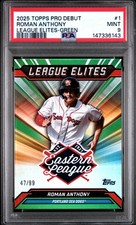 2025 TOPPS PRO DEBUT LEAGUE ELITES GREEN #1 ROMAN ANTHONY 47/99 PSA 9