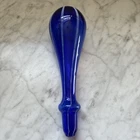 Vintage MCM Cobalt Blue Blown Glass Vase Topper Stopper Bottle Murano?? Swirl