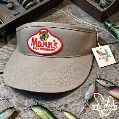 Mann's Bait Company Visor Decky Gray Retro Patch High Crown Fishing Lures