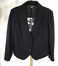 ST JOHN BLACK JACKET KNIT BUTTONS SZ 12