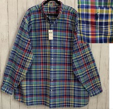 Polo Ralph Lauren Men  s 4XLT Classic Blue Multi Plaid Oxford Shirt 100 Cotton