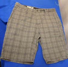 EUC CLEAN DESIGNER VOLCOM CORPO CLASS GENUINE CASUAL GRAY PLAID SHORTS SIZE 34