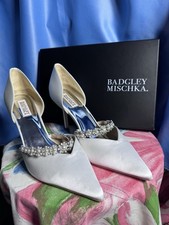 Badgley Mischka Nathalie Women's Ivory Satin Pumps Size 11