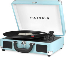 Journey Bluetooth Portable Suitcase Record Player   with Built-In Speakers, 3 Sp