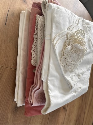 Tischdecken Konvolut 10 Stück Weiß Rosa 6 x Häckel Shabby Landhaus 