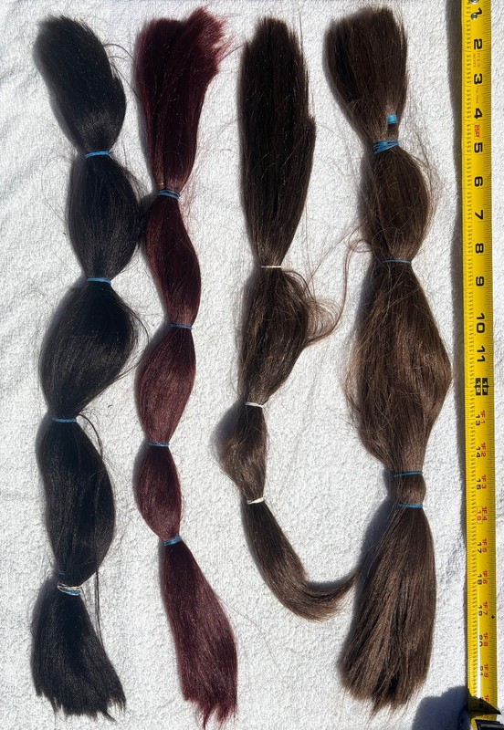 20-22" Black/Red/Brown Yaki 29 Oz Human Hair for Extensions, Braiding Remy