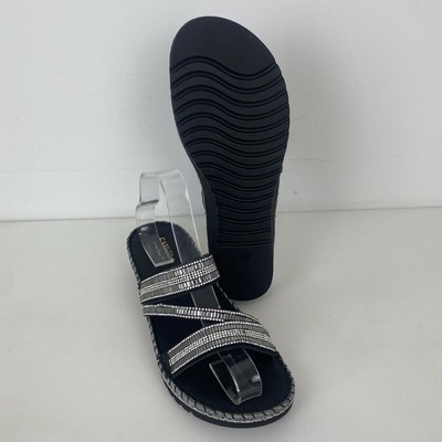 Carvela Sula Comfort Sandalen Lederriemen schwarz silber Perlen Gr. 40 / 7 Damen