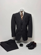 Abito Uomo Valentino Lebole Gessato Scuro Lana Vergine Elegante Taglia 56 Giacca