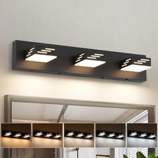Modern Black Bathroom Vanity Light,5CCT Dimmable Bathroom Lighting fixtures ...