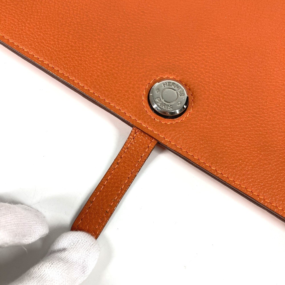 HERMES Dogon Meeting Bag Pouch Document Bag Clutch bag Taurillon Clemence Orange — image 9