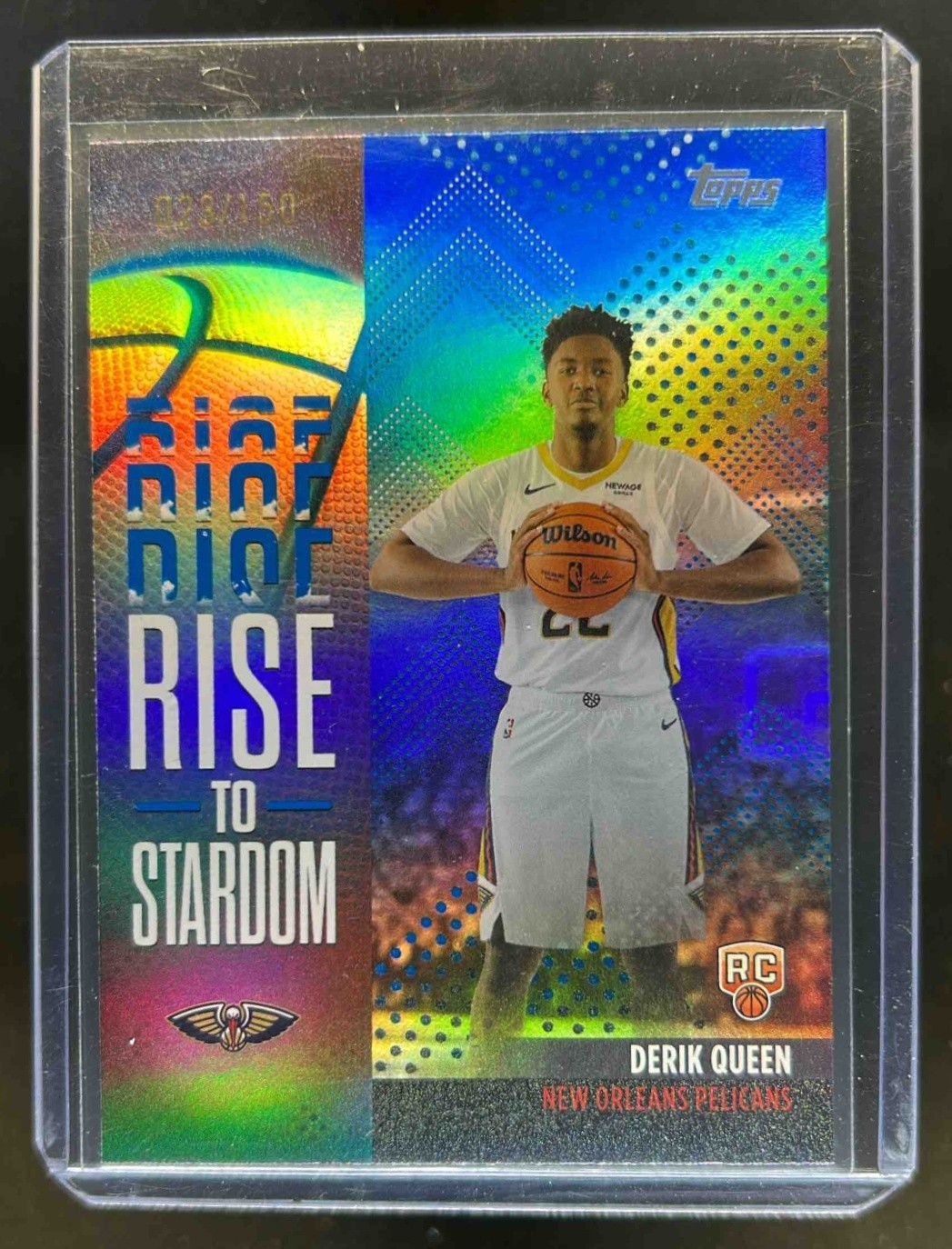 2025-26 Topps Derik Queen Rise to Stardom RC Blue Rainbow Foil #/150 Pelicans