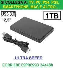 1TB HD USB 3.0 HARD DISK ESTERNO 2,5" PS4 PS5 PC MAC HDD TV HITACHI HGST 7200RPM