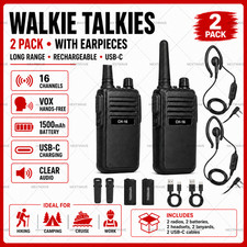 2 Pack Set Long Range Walkie Talkie Mile Two Way Radio Charge Waterproof Best