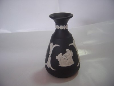 WUNDERSCHÖNE WEDGWOOD Jasperware RAR-SCHWARZ-WEISS HÜBSCHE ELEGANTE VASE 1975 SCHWER