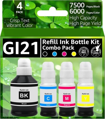 4Packs GI-21 Ink Refill Bottles for Canon 21 GI21 PIXMA G3260 G3270 G3290 G3272