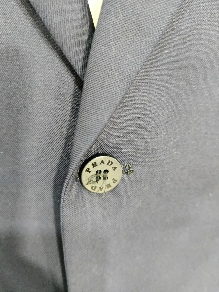 PRADA MILANO NAVY BLUE BLAZER SIZE IT 54A UK 44 MEN FORMAL SUPER 120 JACKET COAT - Image 3 of 4