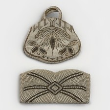 Lot of 2: vintage Art Deco seed-beaded evening bag and clutch