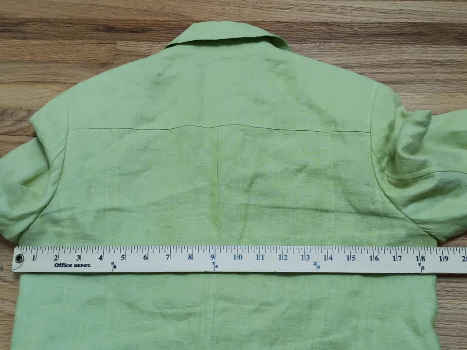 Talbots Women's Blazer Size 4 Irish Liner Green Button Up 100% Linen - Image 4 of 4