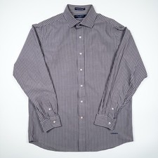 Camicia uomo Daniel Cremieux Classics gessato elegante taglia L grigio bianco cotone