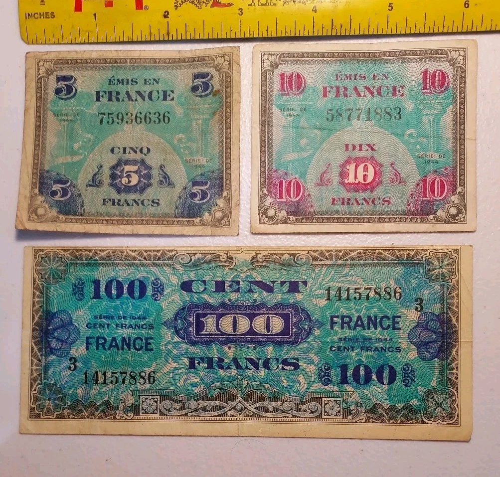 Circulated 1944 Year Military Currency French Paper Money for sale