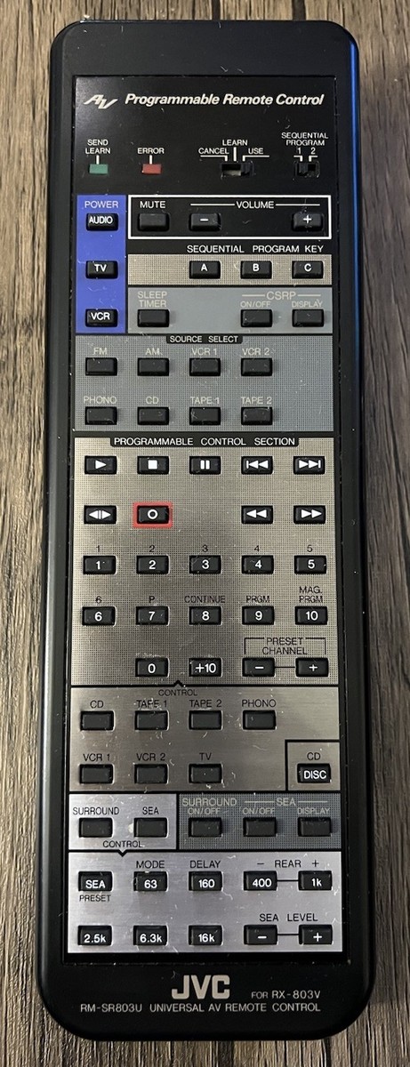 JVC RM-SR803U RECEIVER REMOTE CONTROL RX-803VBK RX-803V Sub RX
