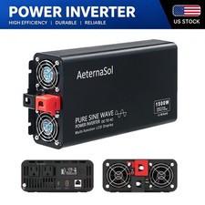 Pure Sine Wave Power Inverter 1500W 12V DC to 120V AC Car RV Truck with Remote