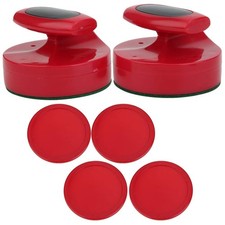 Generic Tischhockey Schieber Set 94mm mit 4 Pucks, rot, ergonomisch