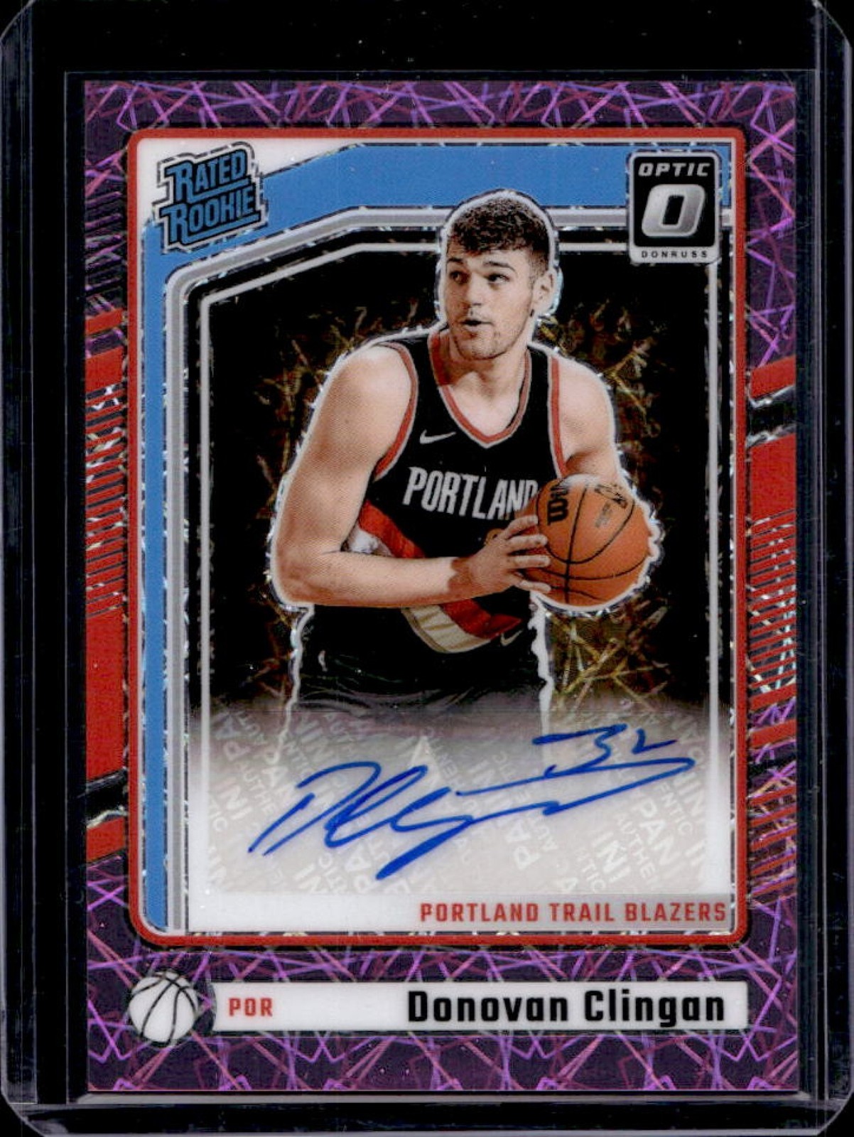 2024-25 Donruss Optic Donovan Clingan Rated Rookie Pink Velocity RC Auto #72/79