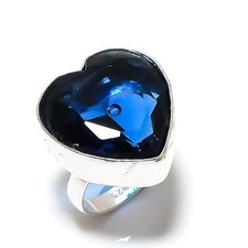 Natural London Blue Topaz Gemstone Handmade 925 Sterling Silver Ring Size 7 h571