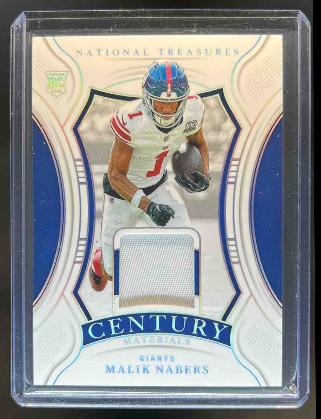 2024 National Treasures Malik Nabers Century Materials Jersey Silver RC #12/25