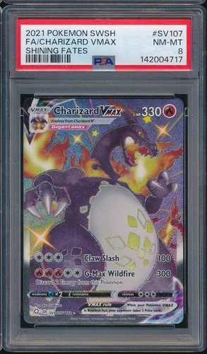 2021 Pokemon Sword & Shield SV107 Full Art Charizard Vmax Shining Fates PSA 8