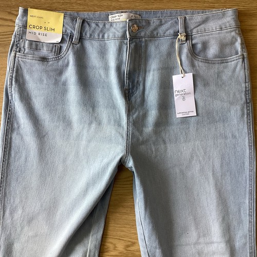 Ladies Next Slim Mid Rise Blue Faded Jeans Size 20 R W38 L24 (413H)