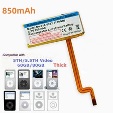 850mAh Replacement battery for ipod Video 5th 60GB 80GB A1136 Classic 6th 160GB