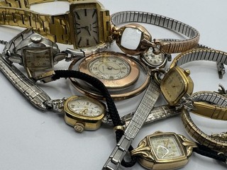 Lots Of VTG Art Deco Old Watches Bands Gold Fil/plat. Stainless DIAMONDS AC Part