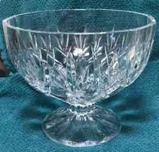 Vintage Oneida Cut Lead Crystal Compote Pedestal Serving Bowl 7.5" Wide 6" Tall