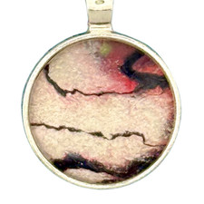 Pendant Necklace Handmade "Frosty Moon" Silver Bezel 25mm Black Cord