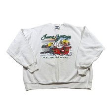 Vintage Lee Sweatshirt 90s Wachovia Bank Christmas Santa Graphic USA Holiday L