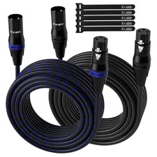 XLR Microphone Cable 4ft 2 Pack Shielded Balanced Male Female Mic Cord Set