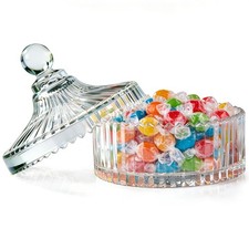 ComSaf 14fl.oz Crystal Glass Candy Dish with Lid – Decorative 14OZ *1, Clear 