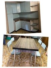 buffet d'angle table et chaises cuisine vintage année 60 Formica très bon état