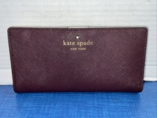 Kate Spade New York Burgundy Leather Bi Fold Snap Wallet