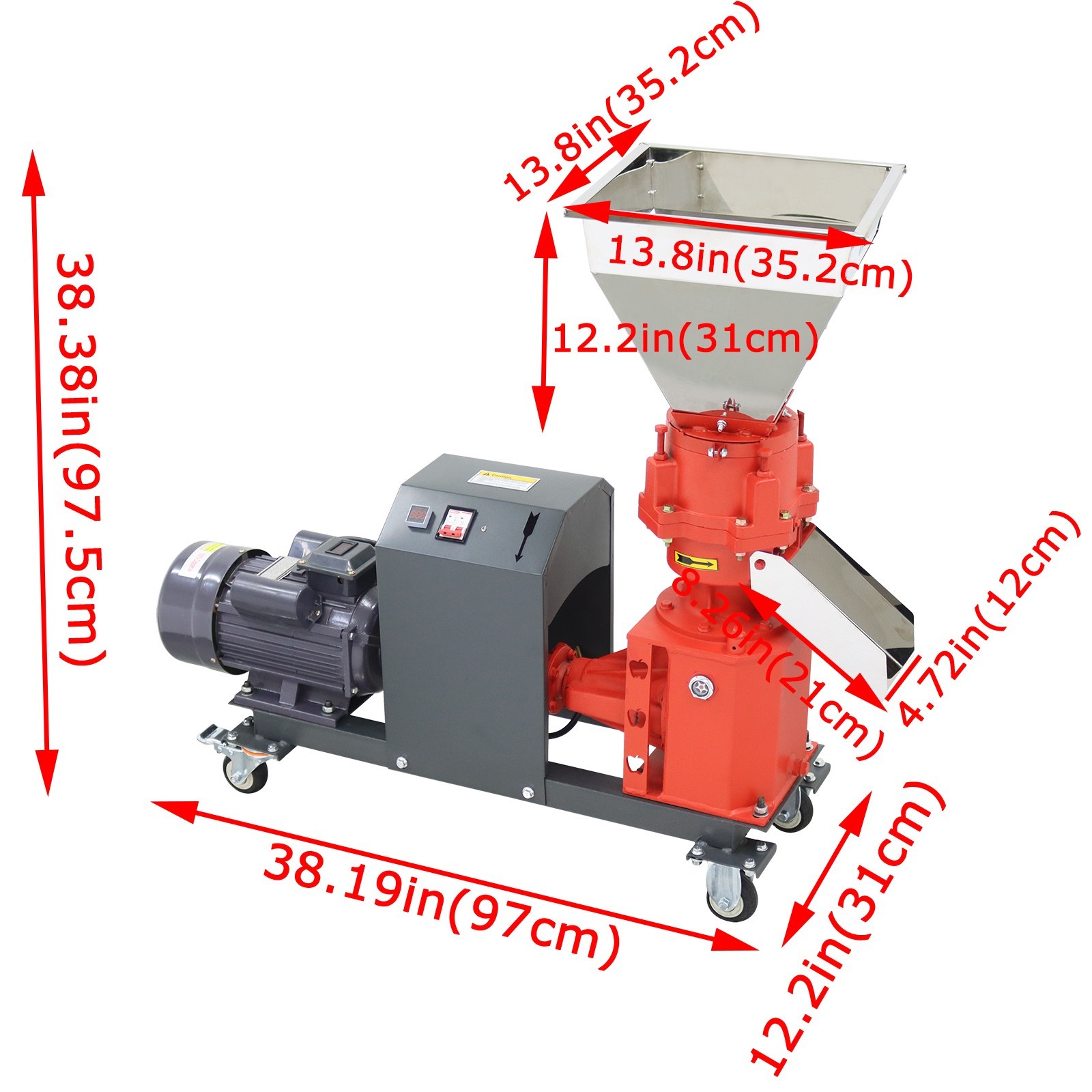 220V 4 Roller Electric 3mm Animal Feed Pellet Mill Machine Feed Pelletizer 3.5KW