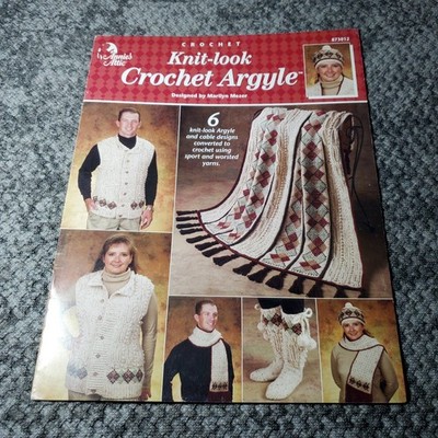 Annie's Attic Knit-look Crochet Argyle Crochet Pattern Leaflet 873012